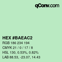 カラーコード: HEX #BAEAC2 | qconv.com