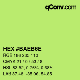 カラーコード: HEX #BAEB6E | qconv.com