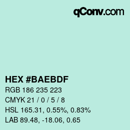 Color code: HEX #BAEBDF | qconv.com