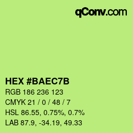 カラーコード: HEX #BAEC7B | qconv.com