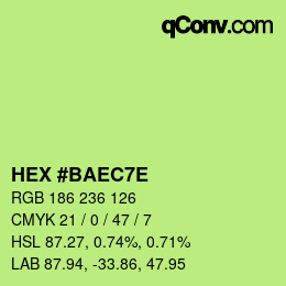 Color code: HEX #BAEC7E | qconv.com