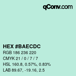 Color code: HEX #BAECDC | qconv.com