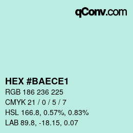 Color code: HEX #BAECE1 | qconv.com