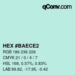 Farbcode: HEX #BAECE2 | qconv.com