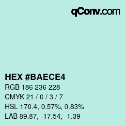カラーコード: HEX #BAECE4 | qconv.com