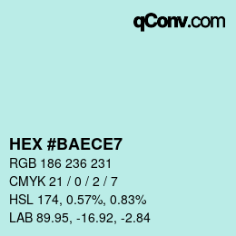 カラーコード: HEX #BAECE7 | qconv.com