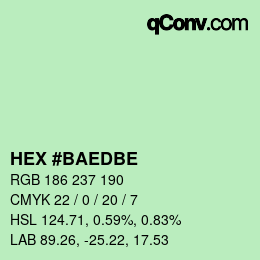 カラーコード: HEX #BAEDBE | qconv.com