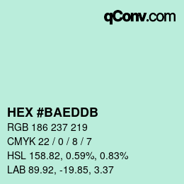 カラーコード: HEX #BAEDDB | qconv.com