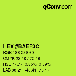 Color code: HEX #BAEF3C | qconv.com