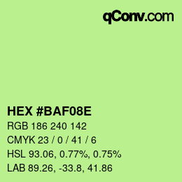 Color code: HEX #BAF08E | qconv.com