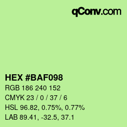 カラーコード: HEX #BAF098 | qconv.com