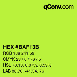 カラーコード: HEX #BAF13B | qconv.com