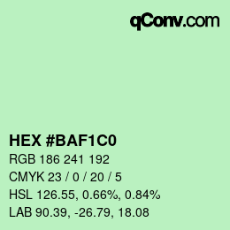 Color code: HEX #BAF1C0 | qconv.com