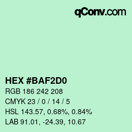 Color code: HEX #BAF2D0 | qconv.com