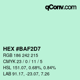 Color code: HEX #BAF2D7 | qconv.com