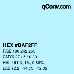 Color code: HEX #BAF2FF | qconv.com
