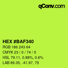 Color code: HEX #BAF340 | qconv.com