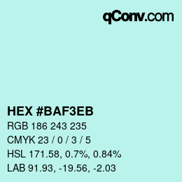 Color code: HEX #BAF3EB | qconv.com