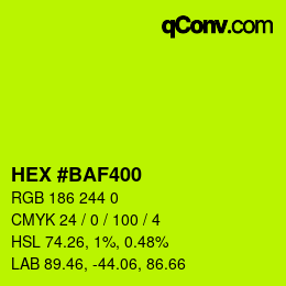 カラーコード: HEX #BAF400 | qconv.com