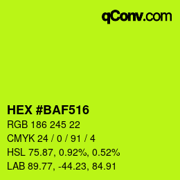 Color code: HEX #BAF516 | qconv.com