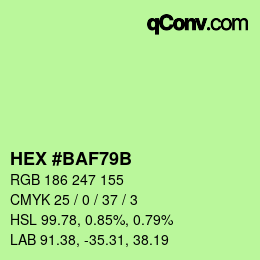 カラーコード: HEX #BAF79B | qconv.com