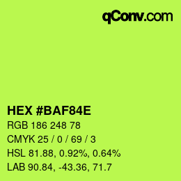 Color code: HEX #BAF84E | qconv.com