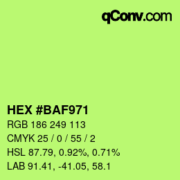 Color code: HEX #BAF971 | qconv.com