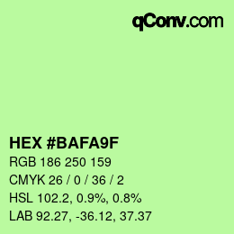 カラーコード: HEX #BAFA9F | qconv.com