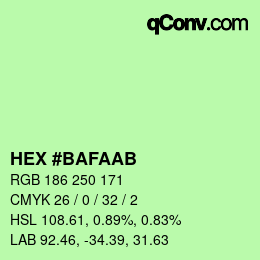 Color code: HEX #BAFAAB | qconv.com
