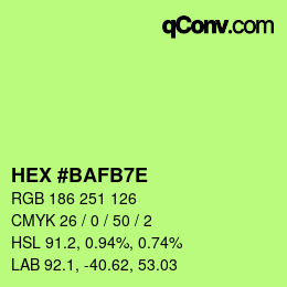 カラーコード: HEX #BAFB7E | qconv.com