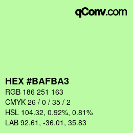 Color code: HEX #BAFBA3 | qconv.com