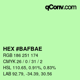 Color code: HEX #BAFBAE | qconv.com