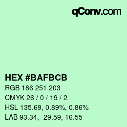 Color code: HEX #BAFBCB | qconv.com