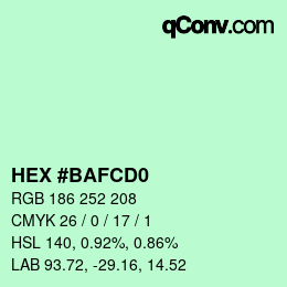 颜色代码: HEX #BAFCD0 | qconv.com