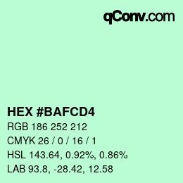カラーコード: HEX #BAFCD4 | qconv.com