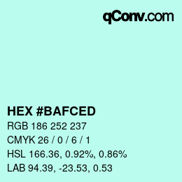 Color code: HEX #BAFCED | qconv.com
