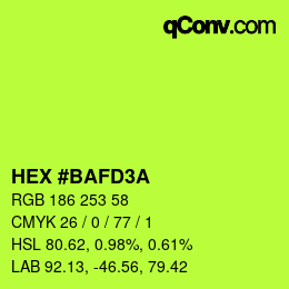 カラーコード: HEX #BAFD3A | qconv.com