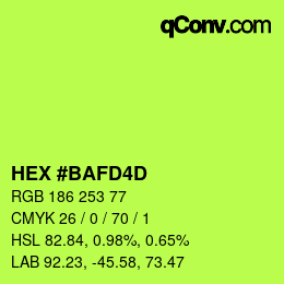 颜色代码: HEX #BAFD4D | qconv.com