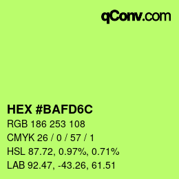 カラーコード: HEX #BAFD6C | qconv.com