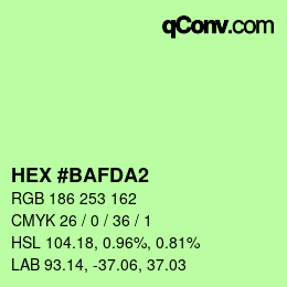 カラーコード: HEX #BAFDA2 | qconv.com