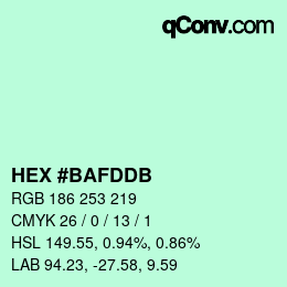 颜色代码: HEX #BAFDDB | qconv.com