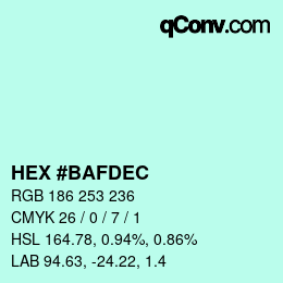 颜色代码: HEX #BAFDEC | qconv.com