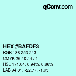 颜色代码: HEX #BAFDF3 | qconv.com