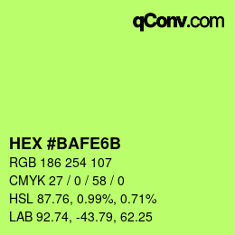 Color code: HEX #BAFE6B | qconv.com