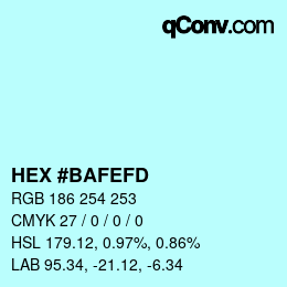 Color code: HEX #BAFEFD | qconv.com