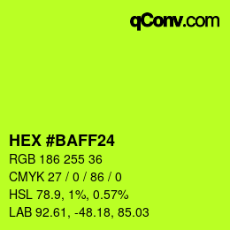 Farbcode: HEX #BAFF24 | qconv.com