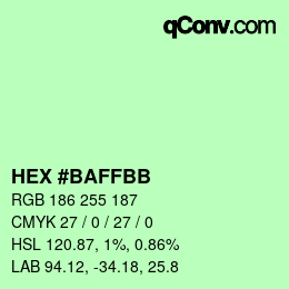 Color code: HEX #BAFFBB | qconv.com