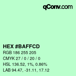 Color code: HEX #BAFFCD | qconv.com