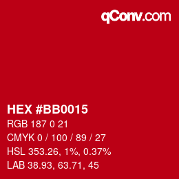 Color code: HEX #BB0015 | qconv.com