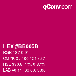 Color code: HEX #BB005B | qconv.com